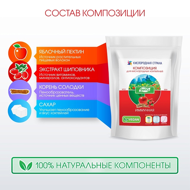 ИММУННАЯ композиция для кислородных коктейлей №21, 300 гр.